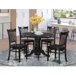 5 Pc Small Kitchen Table Set-Round Table And 4 Dining Chairs, Black