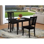 3Pc Kitchen Set 2 Wood Dining Chairs, Butterfly Leaf Dining Table, Black