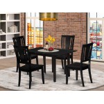 5Pc Dinette Set 4 Dining Chairs, Small Butterfly Leaf Dining Table, Black