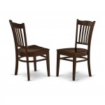 3 Pc Dining Set, Mahogany Small Table, 2 Wooden Chairs, Slatted Back, Mahogany Finish