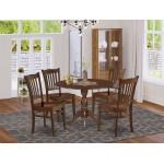 5 Pc Dropleaf Kitchen Dining Set, Mahogany Small Kitchen Table, 4 Chairs, Slatted Back, Mahogany Finish