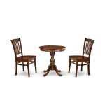 3-Pc Kitchen Dining Set 2 Dining Chairs And 1 Wooden Dining Table (Mahogany)