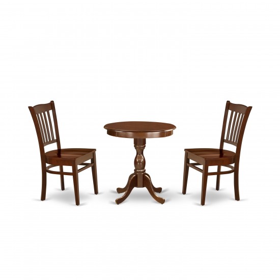 3-Pc Kitchen Dining Set 2 Dining Chairs And 1 Wooden Dining Table (Mahogany)