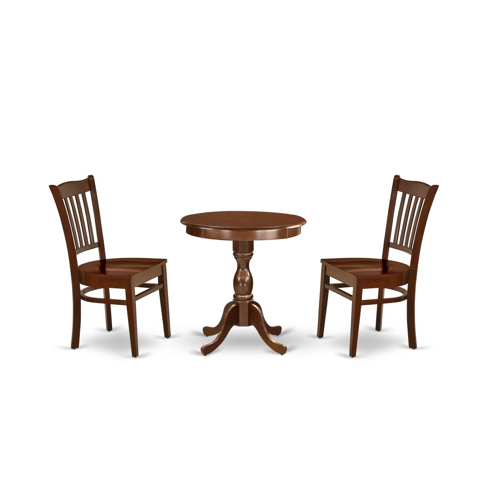 3-Pc Kitchen Dining Set 2 Dining Chairs And 1 Wooden Dining Table (Mahogany)