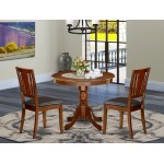 3Pc Rounded 36 Inch Kitchen Table And Two Faux Leather Seat Kitchen Chairs