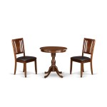 3-Pc Dining Room Set 2 Kitchen Dining Chairs And 1 Dining Room Table (Mahogany)