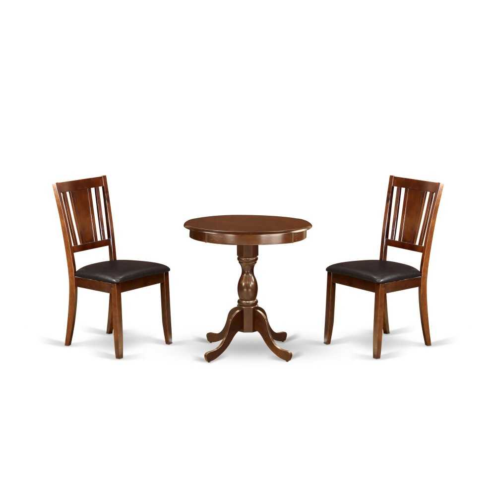 3-Pc Dining Room Set 2 Kitchen Dining Chairs And 1 Dining Room Table (Mahogany)