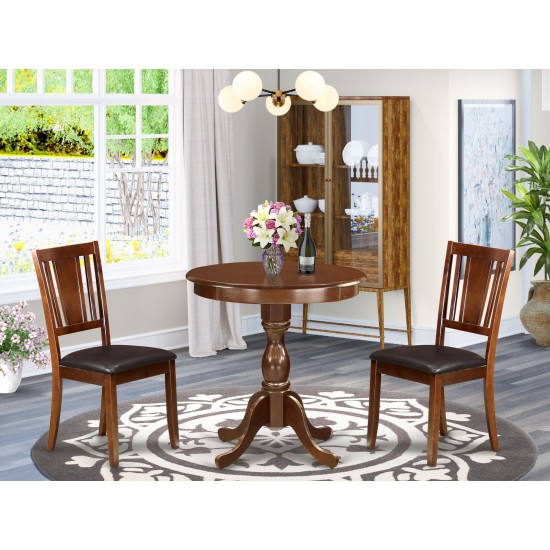 3-Pc Dining Room Set 2 Kitchen Dining Chairs And 1 Dining Room Table (Mahogany)