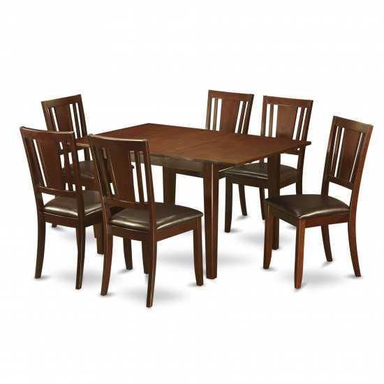 7 Pc Kitchen Nook Dining Set-Kitchen Table And 6 Dining Chairs, Mahogany