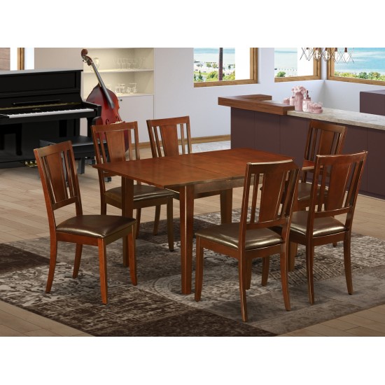 7 Pc Kitchen Nook Dining Set-Kitchen Table And 6 Dining Chairs, Mahogany