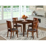 Dining Set For 5- 4 Kitchen Chairs, An Attractive Table, Mahogany Color Faux Leather, Mahogany Finish Wood Structure