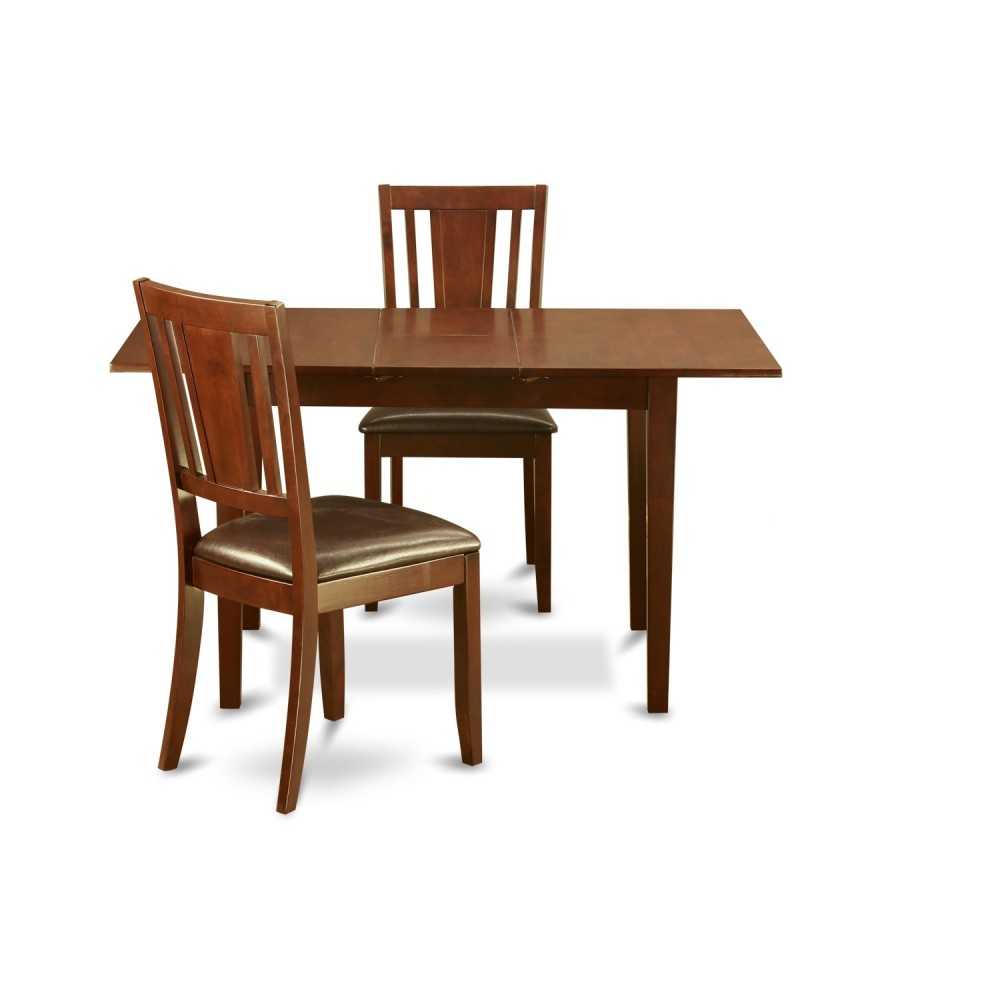 3 Pc Small Kitchen Nook Dining Set - Table With Leaf And 2 Dining Chairs