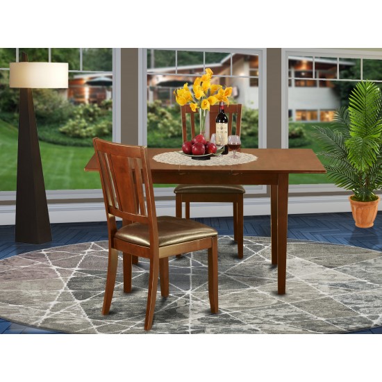 3 Pc Small Kitchen Nook Dining Set - Table With Leaf And 2 Dining Chairs