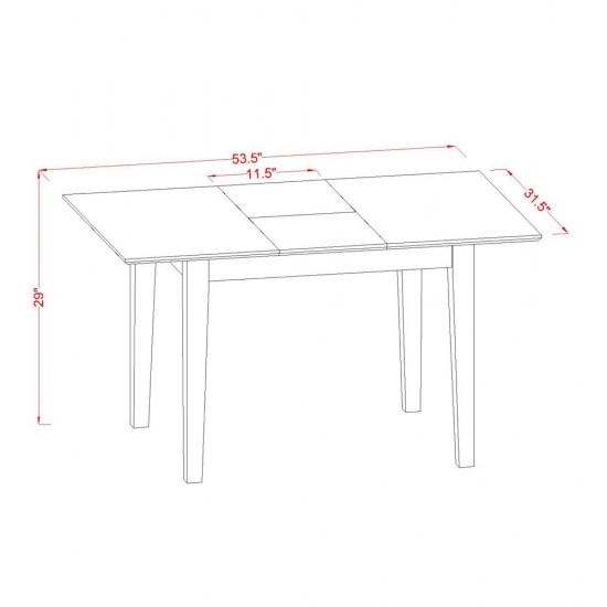 6 Pc Small Dinette Set - Table With Leaf And 4 Seat Chairs And Dining Bench