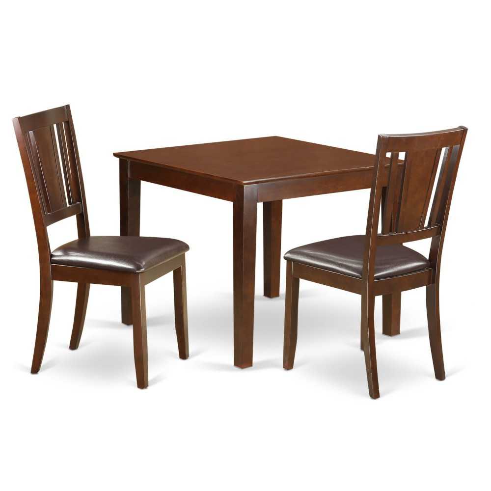 3 Pcsmall Kitchen Table Set, Dining Table And 2 Dining Chairs In Mahogany