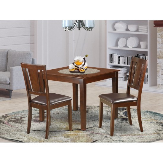 3 Pcsmall Kitchen Table Set, Dining Table And 2 Dining Chairs In Mahogany