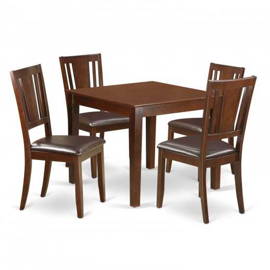 5 Pc Dinette Set With A Dining Table And 4 Dining Chairs In Mahogany