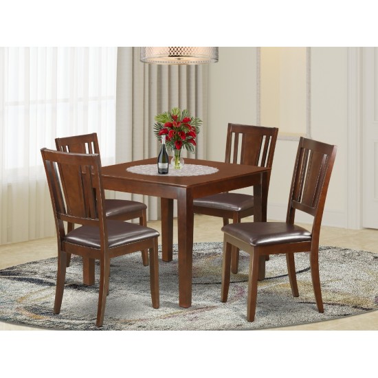 5 Pc Dinette Set With A Dining Table And 4 Dining Chairs In Mahogany