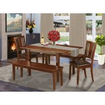 5 Pc Dining Room Set, Bench -Kitchen Table, 2 Dining Chairs And 2 Benches