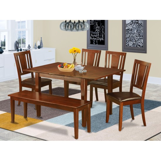 6-Pc Dining Room Set With Bench- Table With 4 Dining Chairs And Bench