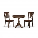 3 Pc Dinette Sets, 1 Pedestal Dining Table, 2 Mahogany Chairs, Mahogany Finish