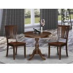 3 Pc Dinette Sets, 1 Pedestal Dining Table, 2 Mahogany Chairs, Mahogany Finish