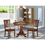 3Pc Round 36 Inch Dining Table And Two Wood Seat Chairs