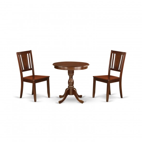 3-Pc Dining Table Set 2 Dining Room Chairs, 1 Kitchen Dining Table (Mahogany)