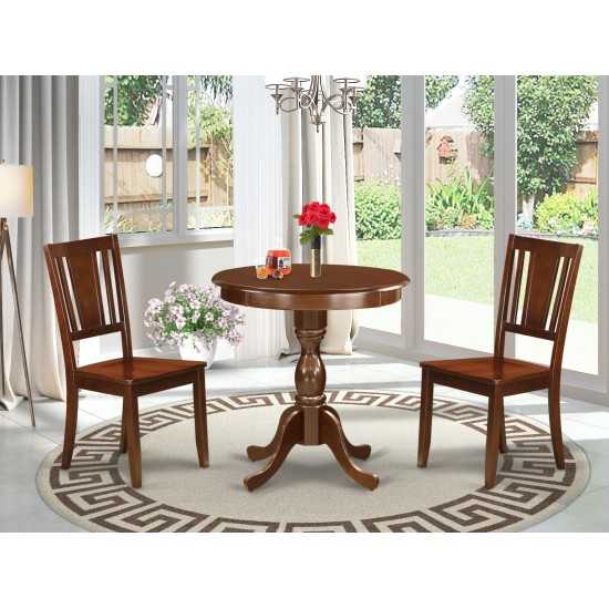 3-Pc Dining Table Set 2 Dining Room Chairs, 1 Kitchen Dining Table (Mahogany)