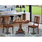 3 Pc Set With A Round Small Table And 2 Wood Dinette Chairs In Mahogany