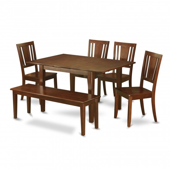 6 Pc Dinette Set-Breakfast Nook And 4 Chairs For Dining Room And Dining Bench