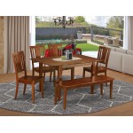 6 Pc Dinette Set-Breakfast Nook And 4 Chairs For Dining Room And Dining Bench
