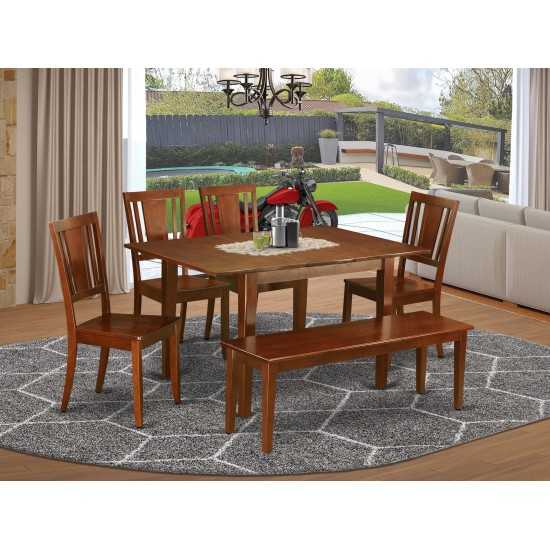 6 Pc Dinette Set-Breakfast Nook And 4 Chairs For Dining Room And Dining Bench