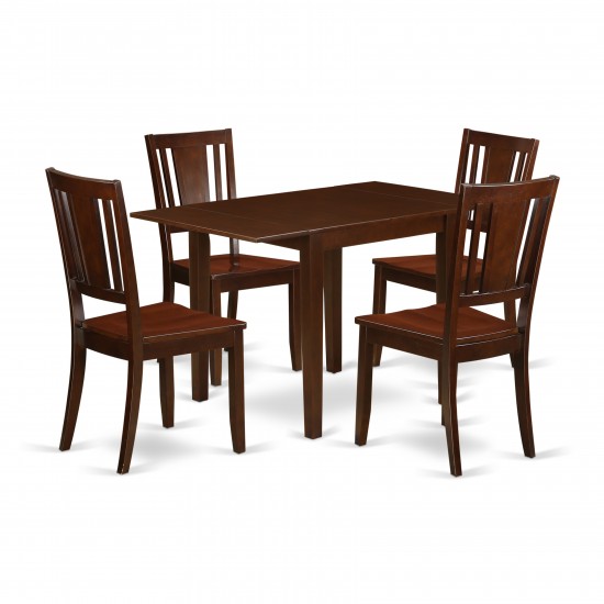 Dining Set 5 Pcs- 4 Chairs, An Elegant Table, Mahogany Finish Solid Wood Chair Seat, Top, Mahogany Finish Structure.