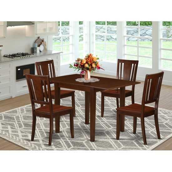 Dining Set 5 Pcs- 4 Chairs, An Elegant Table, Mahogany Finish Solid Wood Chair Seat, Top, Mahogany Finish Structure.