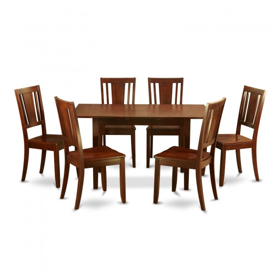 7 Pc Kitchen Dining Tables Set - Table With Leaf And 6 Dining Chairs