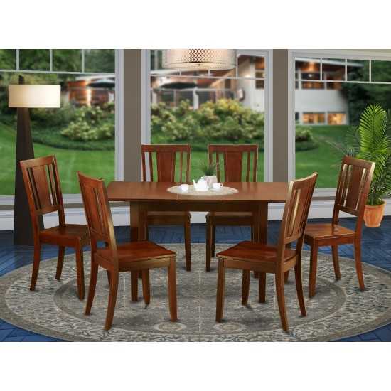 7 Pc Kitchen Dining Tables Set - Table With Leaf And 6 Dining Chairs