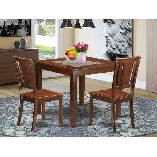 3 Pc Small Kitchen Table Set With A Table And 2 Dining Chairs In Mahogany