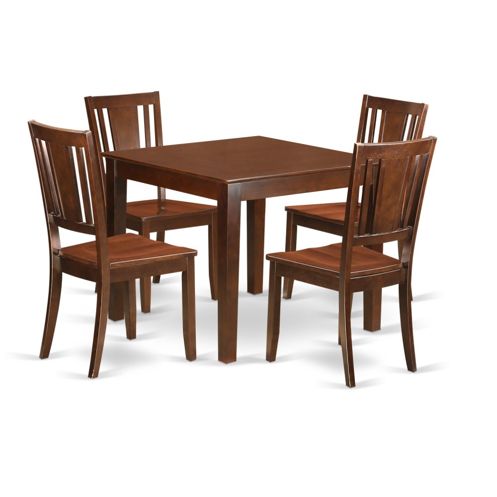 5 Pc Kitchen Tables, Chair Set, Dining Table, 4 Dining Chairs In Mahogany