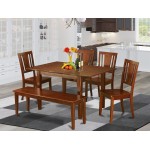 6 Pc Kitchen Table With Bench Set - Table With 4 Kitchen Chairs And Bench