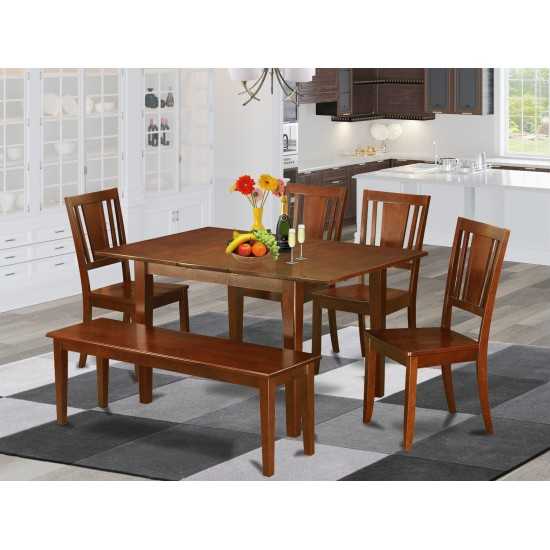 6 Pc Kitchen Table With Bench Set - Table With 4 Kitchen Chairs And Bench