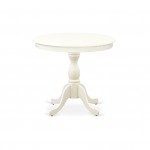 3Pc Dining Set, 1 Round Pedestal Table, 2 Smoke Chairs Back, Nail Heads, Linen White Finish