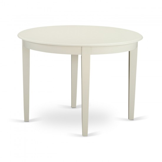 5-Pc Dining Set Included A Round Dinner Table & 4 Parson Chairs, Smoke Chairs Seat, Rubber Wood Legs, Linen White Finish