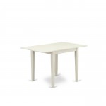 3-Pc Dinette Set, Drop Leaves Dining Table, 2 Dining Chairs, Smoke Kitchen Chairs Seat, Rubber Wood Legs, Linen White