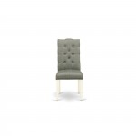3Pc Dining Kitchen Set, Kitchen Table, 2 Chairs, Smoke Parson Chair Seat, Rubber Wood Legs, Linen White