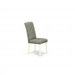 3Pc Dining Kitchen Set, Kitchen Table, 2 Chairs, Smoke Parson Chair Seat, Rubber Wood Legs, Linen White