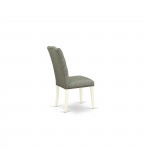 3Pc Dining Kitchen Set, Kitchen Table, 2 Chairs, Smoke Parson Chair Seat, Rubber Wood Legs, Linen White