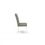 3-Pc Kitchen Dinette Set, Round Kitchen Table, 2 Parson Chairs, Smoke Parson Dining Chairs Seat, Rubber Wood Legs, Linen Whit