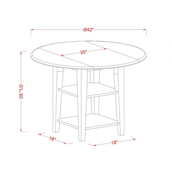 3Pc Dining Set, Round Table, Two Shelves, 2 Parson Chairs, Smoke Chairs Seat, Linen Whites