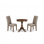 3-Pc Dining Table Set 2 Dining Padded Chairs And 1 Kitchen Table (Mahogany)